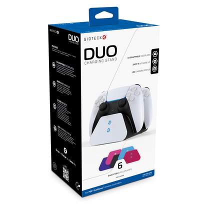 Gioteck Duo Charging Stand for Playstation 5 Dualsense Controller with interchangable faceplates