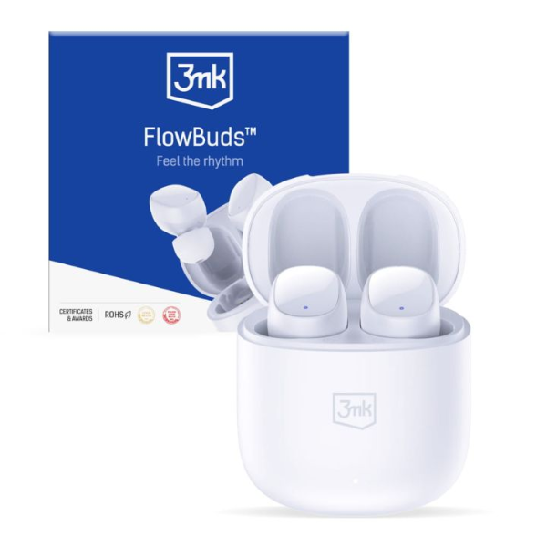 3MK flowbuds bluetooth headphones white