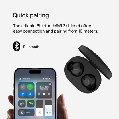 Belkin sound form Bolt true wireless headphones black infographic