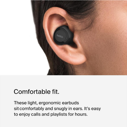 Belkin sound form Bolt true wireless headphones black infographic