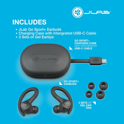 Jlab go air sport true wireless earbuds Black infographic